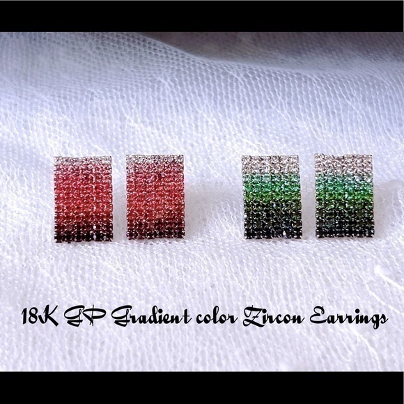 18k GP Gradient color Rectangle Earrings